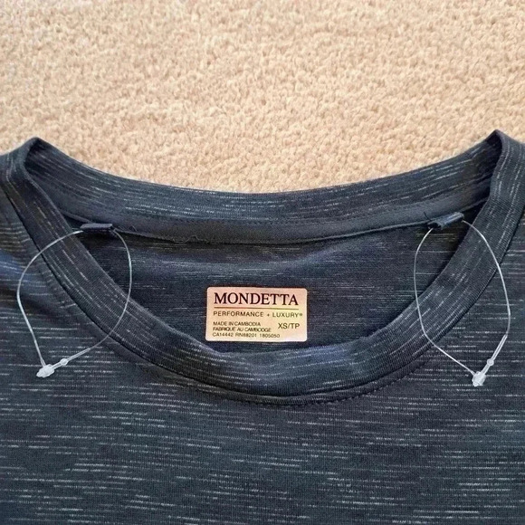 NWT Set of 2 Mondetta Active Tees XS Blue Grey Solid Striped T-shirts - Picture 8 of 11